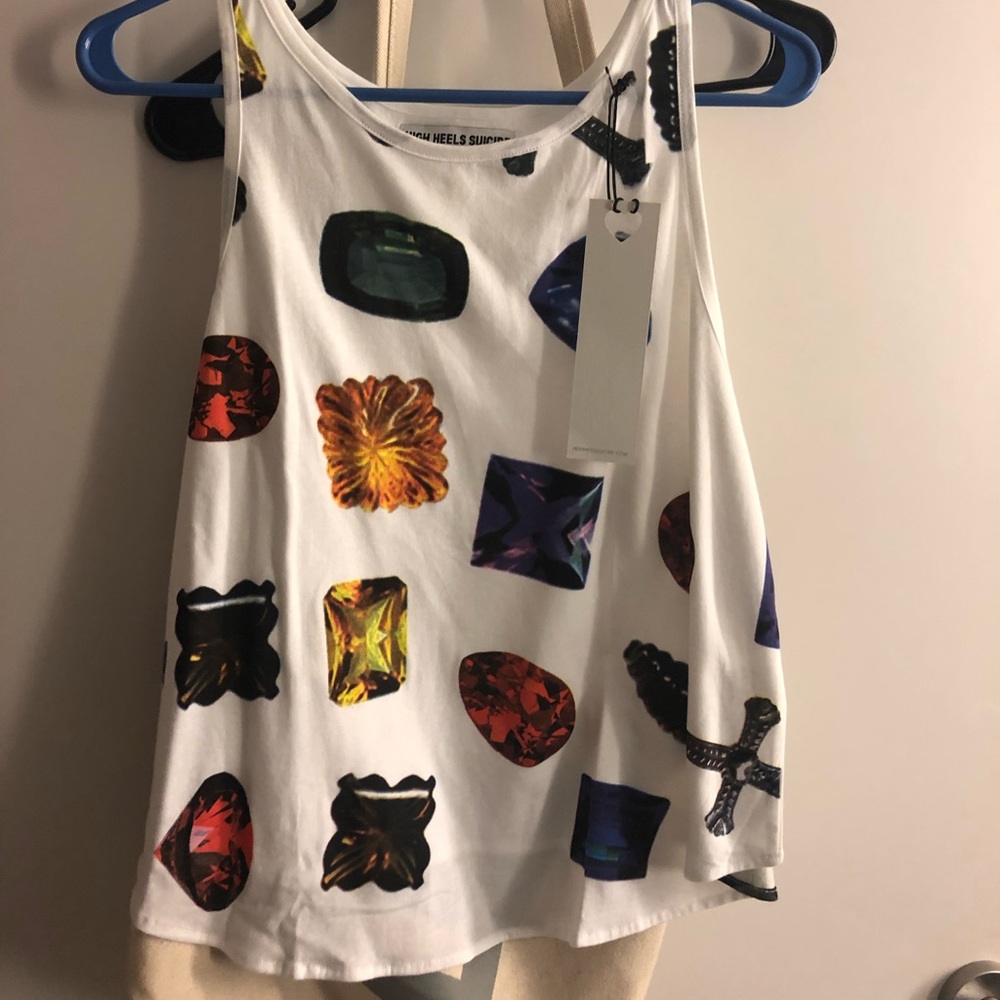 Cropped Jewel Printed Tank S/M